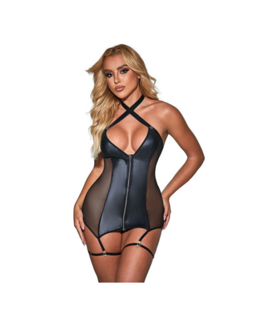 SUBBLIME - 954451 ABITO SEXY IN RETE PELLE NERO L/XL