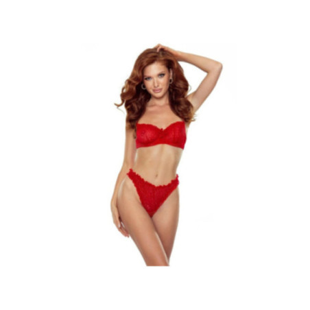 PASSION - CATILLA SET PERIZOMA + REGGISENO ROSSO S/M