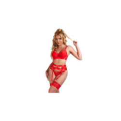 SUBBLIME - 955250 REGGISENO BONDAGE ROSSO CON GIARRETTIERA S/M