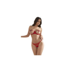 SUBBLIME - 955526 COMPLETO REGGISENO CON CATENE E CUORE IN RETE ROSSO L/XL