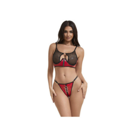 SUBBLIME - 955533 REGGISENO IN VERNICE ROSSA CON CERNIERA E REGGISENO A RETINO S/M