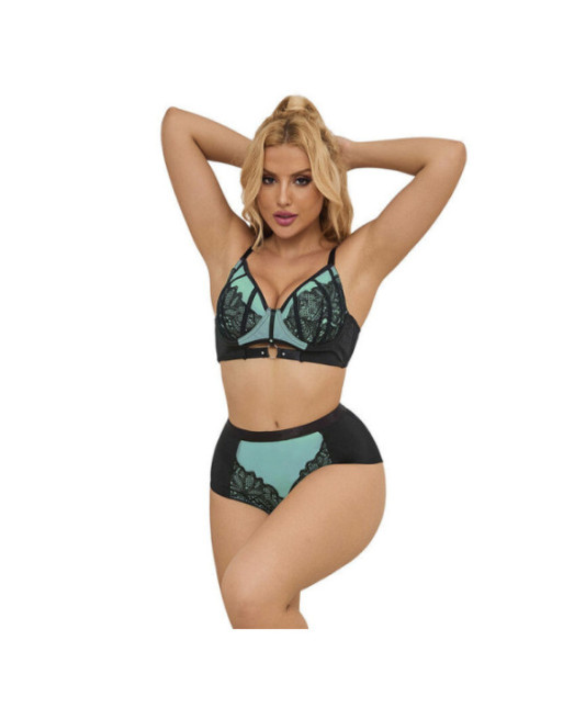 SUBBLIME - 955557 SET REGGISENO IN VERNICE VERDE CON CERNIERA S/M