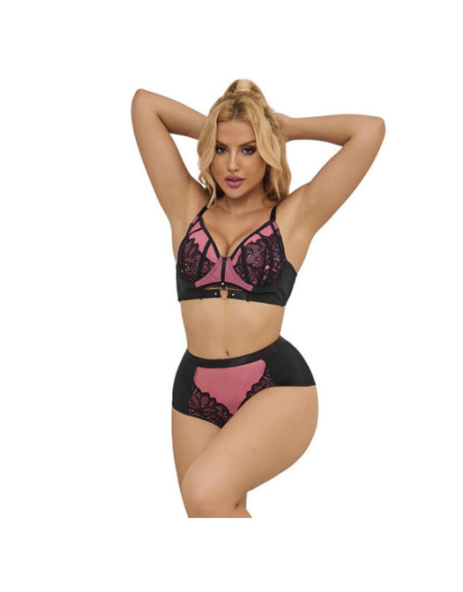 SUBBLIME - 955588 SET REGGISENO IN VERNICE ROSA CON CERNIERA IN RETE L/XL