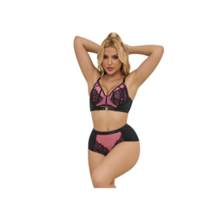 SUBBLIME - 955588 SET REGGISENO IN VERNICE ROSA CON CERNIERA IN RETE L/XL