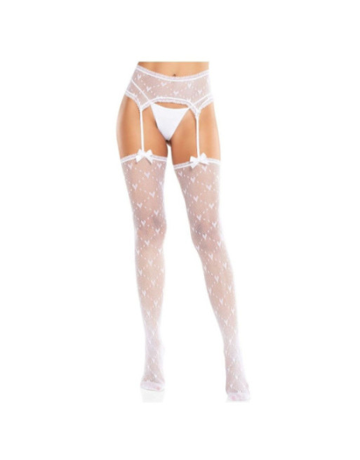 LEG AVENUE - CALZE A CUORE CON GIARRETTIERE BIANCO