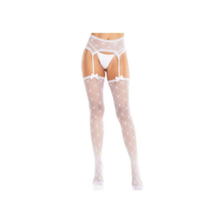 LEG AVENUE - CALZE A CUORE CON GIARRETTIERE BIANCO