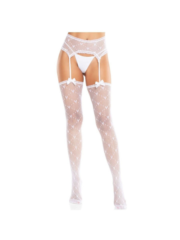 LEG AVENUE - CALZE A CUORE CON GIARRETTIERE BIANCO