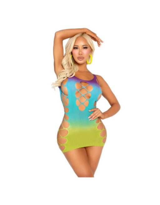 LEG AVENUE - MINI ABITO SENZA CUCITURE CON APERTURE OCEANO