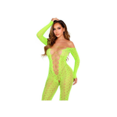 LEG AVENUE - BODYSTOCKING SENZA CAVALLO EXOTIC SNAKE LACE NEON GREEN