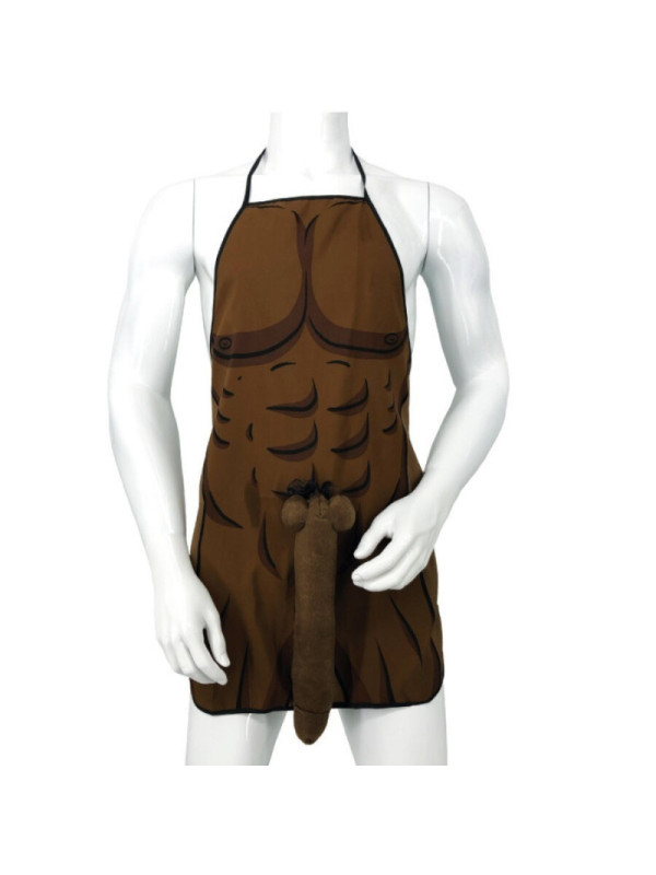 DIABLO PICANTE - GREMBIULE MUSCOLARE CON PENE 3D IN TONO MARRONE