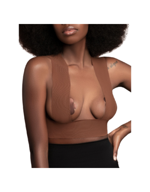 BYE-BRA - NASTRO CORPO 5 M X 6,5 CM + 3 PAIA DI COPRI CAPEZZOLI MARRONE