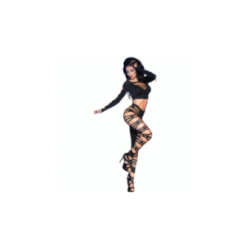 CHILIROSE - CR 3654 TOP E LEGGINS NERO S/M