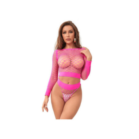 SUBBLIME - 952204 INSIEME A RETE A MANICHE LUNGE 2 PEZZI ROSA TAGLIA UNICA