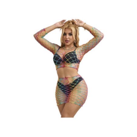 SUBBLIME - 952440 INSIEME A RETE 2 PEZZI MANICA LUNGA ARCOBALENO TAGLIA UNICA