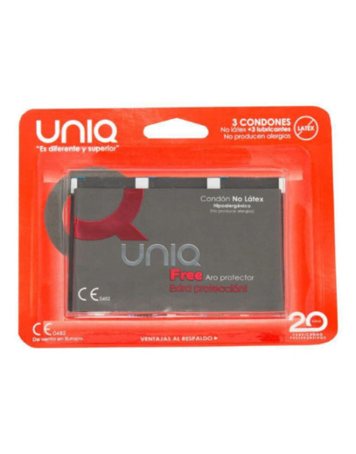 UNIQ - PRESERVATIVO SENZA LATTICE FREE CON ANELLO DI PROTEZIONE 3 UNITÀ