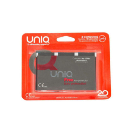 UNIQ - PRESERVATIVO SENZA LATTICE FREE CON ANELLO DI PROTEZIONE 3 UNITÀ
