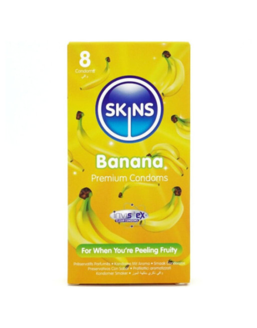 SKINS - PRESERVATIVI BANANA PREMIUM CONFEZIONE DA 8