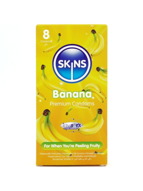 SKINS - PRESERVATIVI BANANA PREMIUM CONFEZIONE DA 8