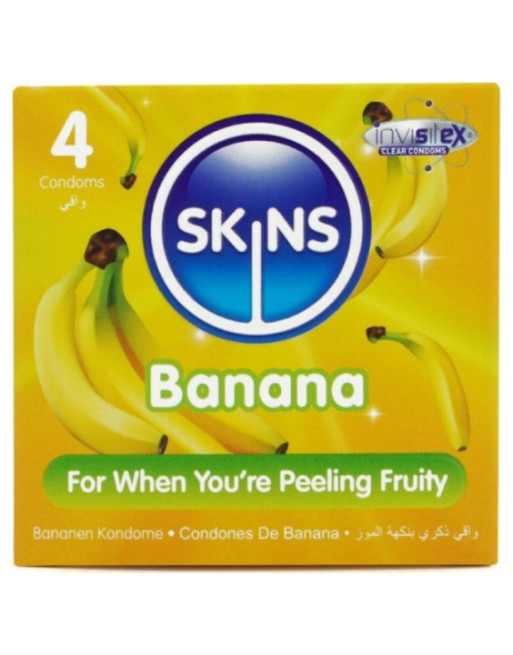 SKINS - PRESERVATIVI BANANA PREMIUM CONFEZIONE DA 4