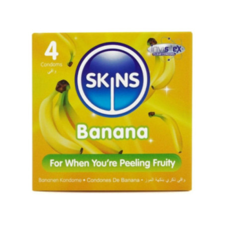 SKINS - PRESERVATIVI BANANA PREMIUM CONFEZIONE DA 4