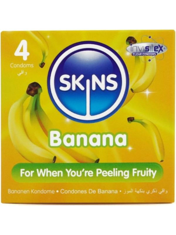 SKINS - PRESERVATIVI BANANA PREMIUM CONFEZIONE DA 4