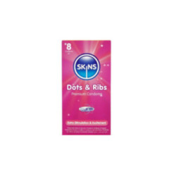 SKINS - DOTS & RIBS PREMIUM CONDOMS CONFEZIONE DA 8