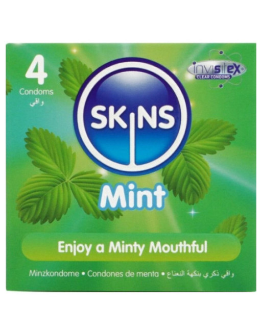 SKINS - PRESERVATIVI PREMIUM ALLA MENTA CONFEZIONE DA 4