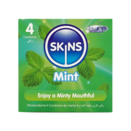 SKINS - PRESERVATIVI PREMIUM ALLA MENTA CONFEZIONE DA 4