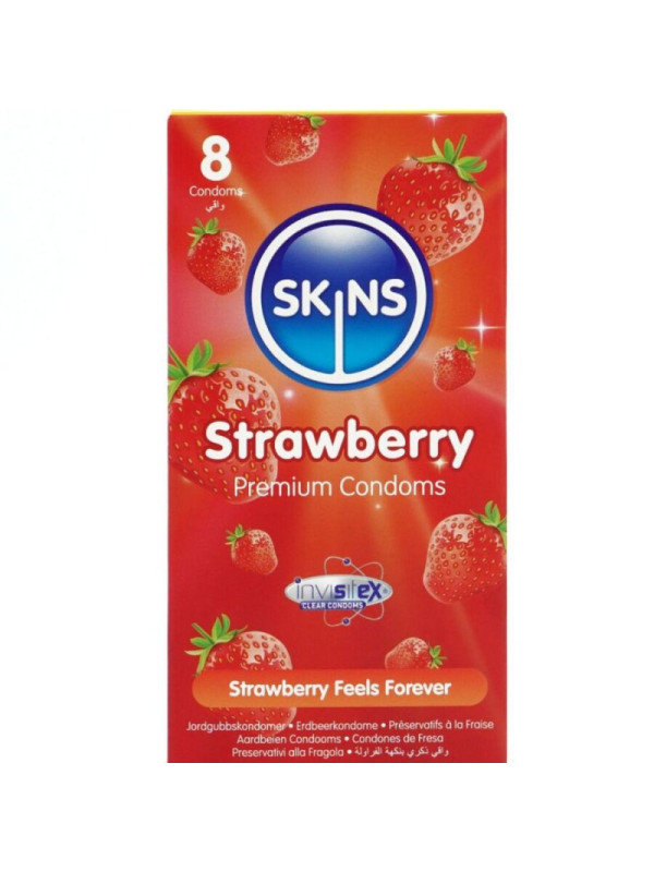 SKINS - PRESERVATIVI PREMIUM ALLA FRAGOLA CONFEZIONE DA 8