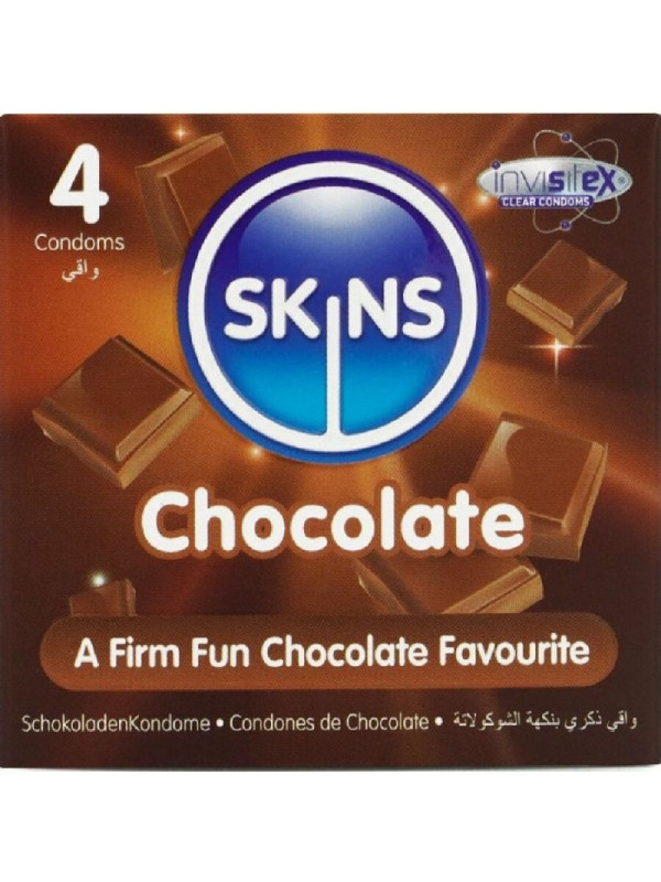 SKINS - PRESERVATIVI PREMIUM AL CIOCCOLATO CONFEZIONE DA 4