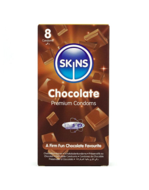 SKINS - PRESERVATIVI PREMIUM AL CIOCCOLATO CONFEZIONE DA 8