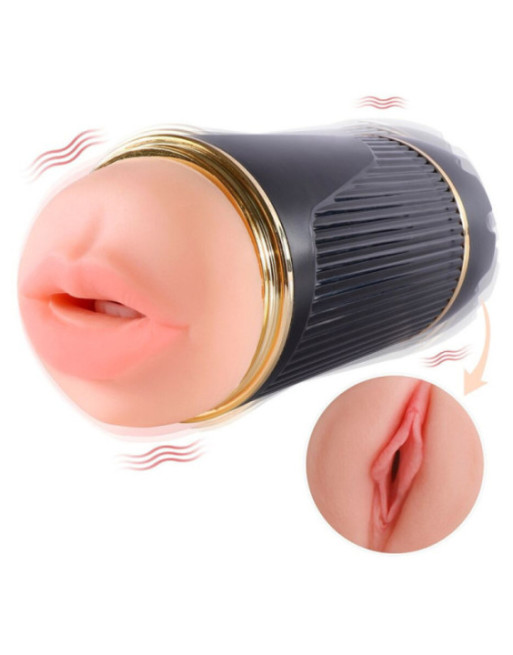 SHEQU - KAY DOPPIO MASTURBATORE CON DOPPIA BOCCA E VIBRAZIONE DELLA VAGINA