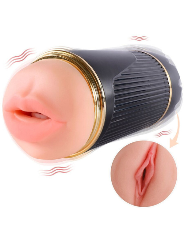 SHEQU - KAY DOPPIO MASTURBATORE CON DOPPIA BOCCA E VIBRAZIONE DELLA VAGINA