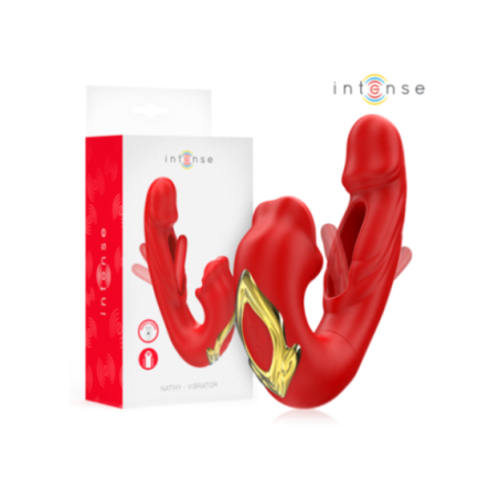 INTENSE - NATHY DOPPIO VIBRATORE CON BOCCA STIMOLANTE MULTIFUNZIONE ROSSO