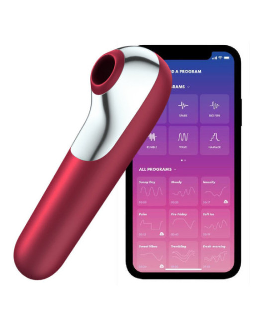 SATISFYER - VIBRATORE E VENTOSA DUAL LOVE CON ARIA PULSATA ROSSO