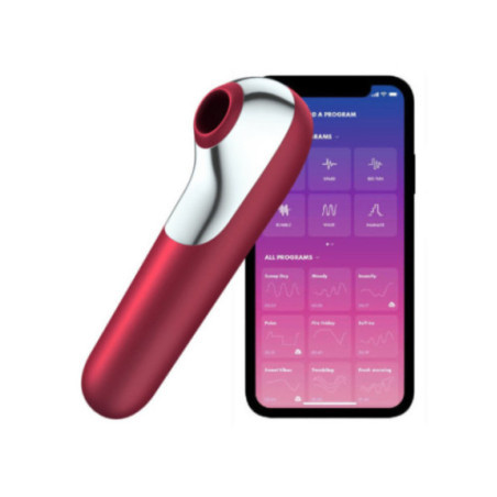 SATISFYER - VIBRATORE E VENTOSA DUAL LOVE CON ARIA PULSATA ROSSO