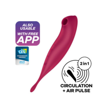 SATISFYER - STIMOLATORE E VIBRATORE TWIRLING PRO+ ROSSO
