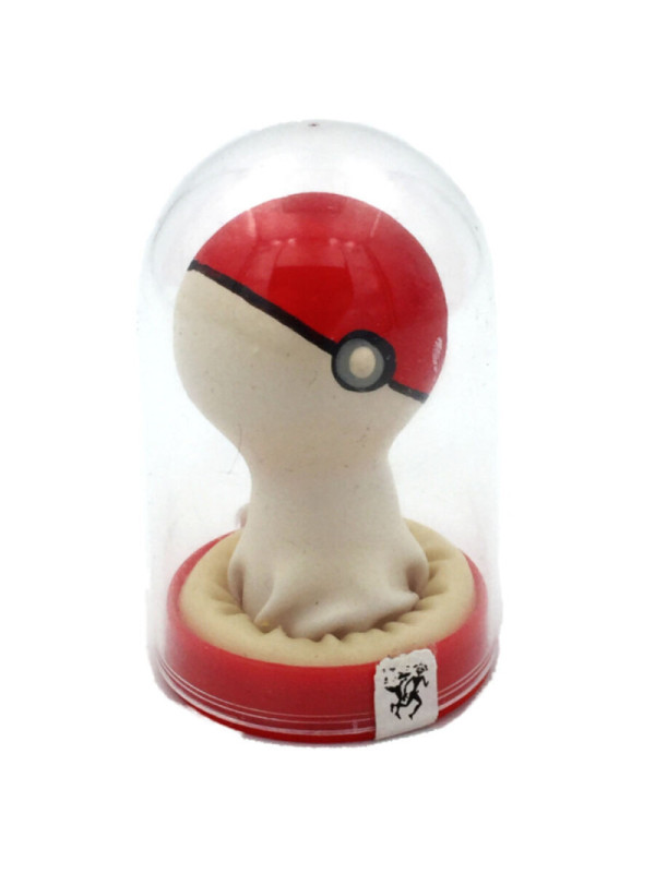 CONDOMERIE - PRESERVATIVI NOVITÀ DIPINTI A MANO POKEBALL ROSSO-BIANCO