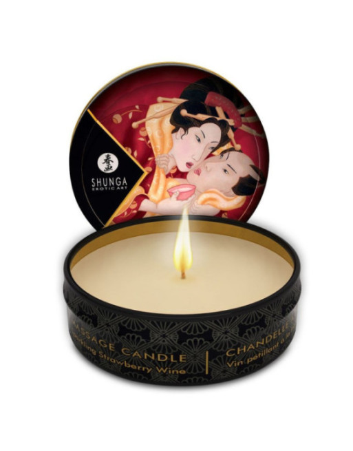 SHUNGA - MINI CARESS BY CANDELIGHT CANDELA DA MASSAGGIO FRAGOLE E CAVA 30 ML