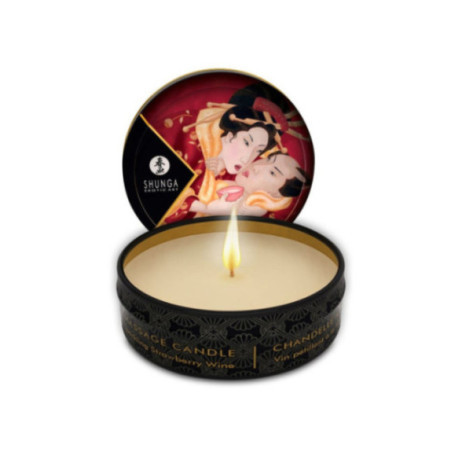 SHUNGA - MINI CARESS BY CANDELIGHT CANDELA DA MASSAGGIO FRAGOLE E CAVA 30 ML
