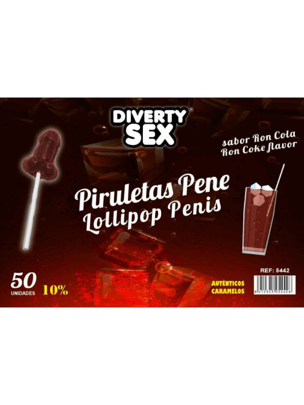 DIABLO GOLOSO - 50 LECCA LECCA AL PENE GUSTO RON COLA 10% ALCOOL