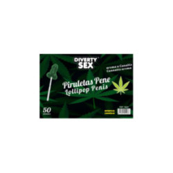 DIABLO GOLOSO - 50 LECCA-LECCA A FORMA DI PENE AROMA DI CANNABIS