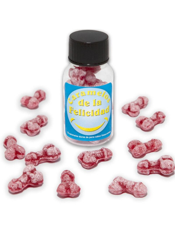 DIABLO PICANTE - BARATTOLO DA 12 CARAMELLE A FORMA DI PENE ALLA FRAGOLA/CILIEGIA