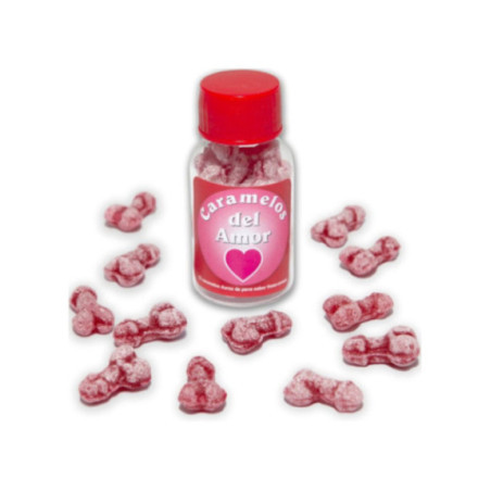 DIABLO PICANTE - 12 CARAMELLE DAMORE A FORMA DI PENE FRAGOLA/CILIEGIA