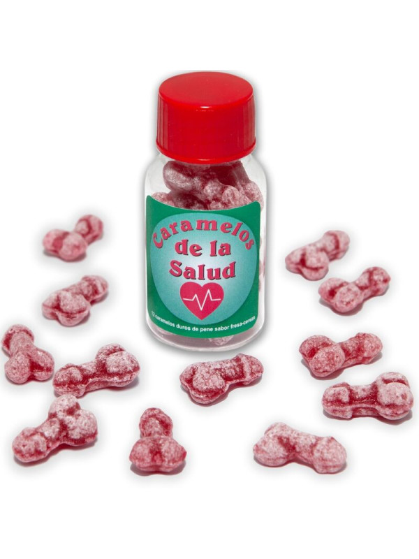 DIABLO PICANTE - 12 CARAMELLE DELLA SALUTE A FORMA DI PENE FRAGOLA/CILIEGIA