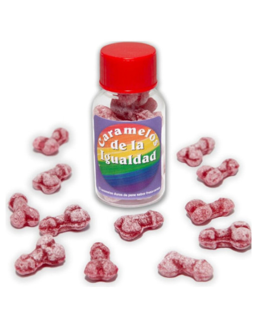 DIABLO PICANTE - 12 CARAMELLE A FORMA DI PENE FRAGOLA/CILIEGIA UGUALI