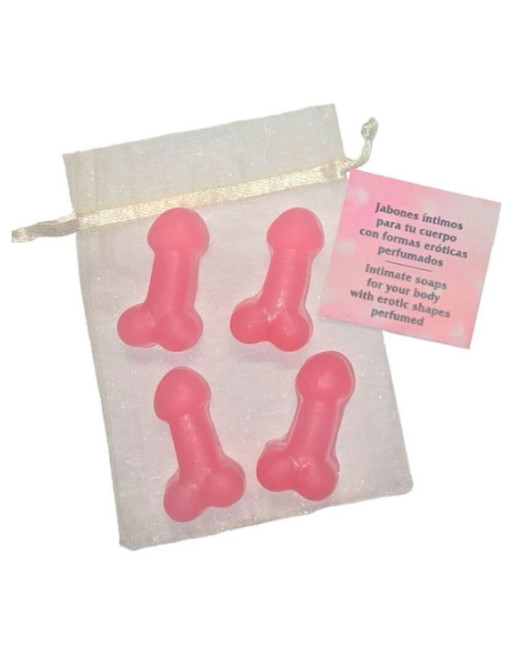 DIABLO PICANTE - 4 MINI SAPONI PROFUMATI A FORMA DI PENE ROSA