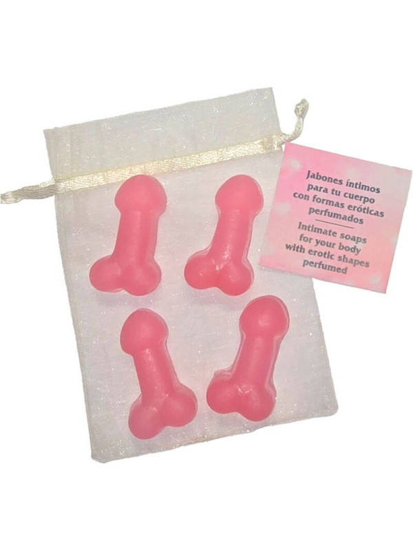 DIABLO PICANTE - 4 MINI SAPONI PROFUMATI A FORMA DI PENE ROSA