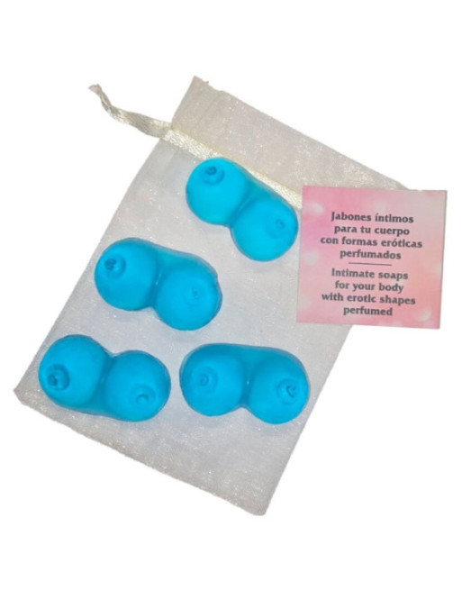 DIABLO PICANTE - 4 MINI SAPONI PROFUMATI A FORMA DI SENO BLU