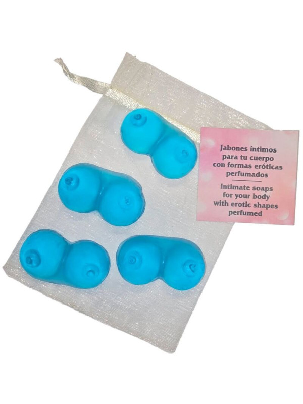 DIABLO PICANTE - 4 MINI SAPONI PROFUMATI A FORMA DI SENO BLU